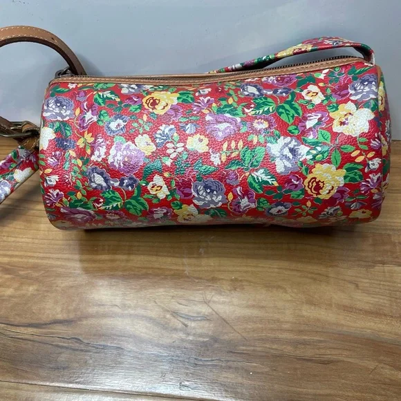 Kenzo Floral Crossbody Mini Barrel Bag Leather And Floral Strap